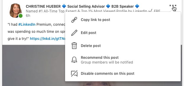 LinkedIn Group Owners recommend posts